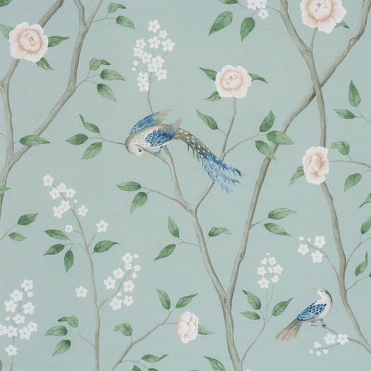 Purchase 183030 | Paradise Birds, Mineral - Schumacher Fabric