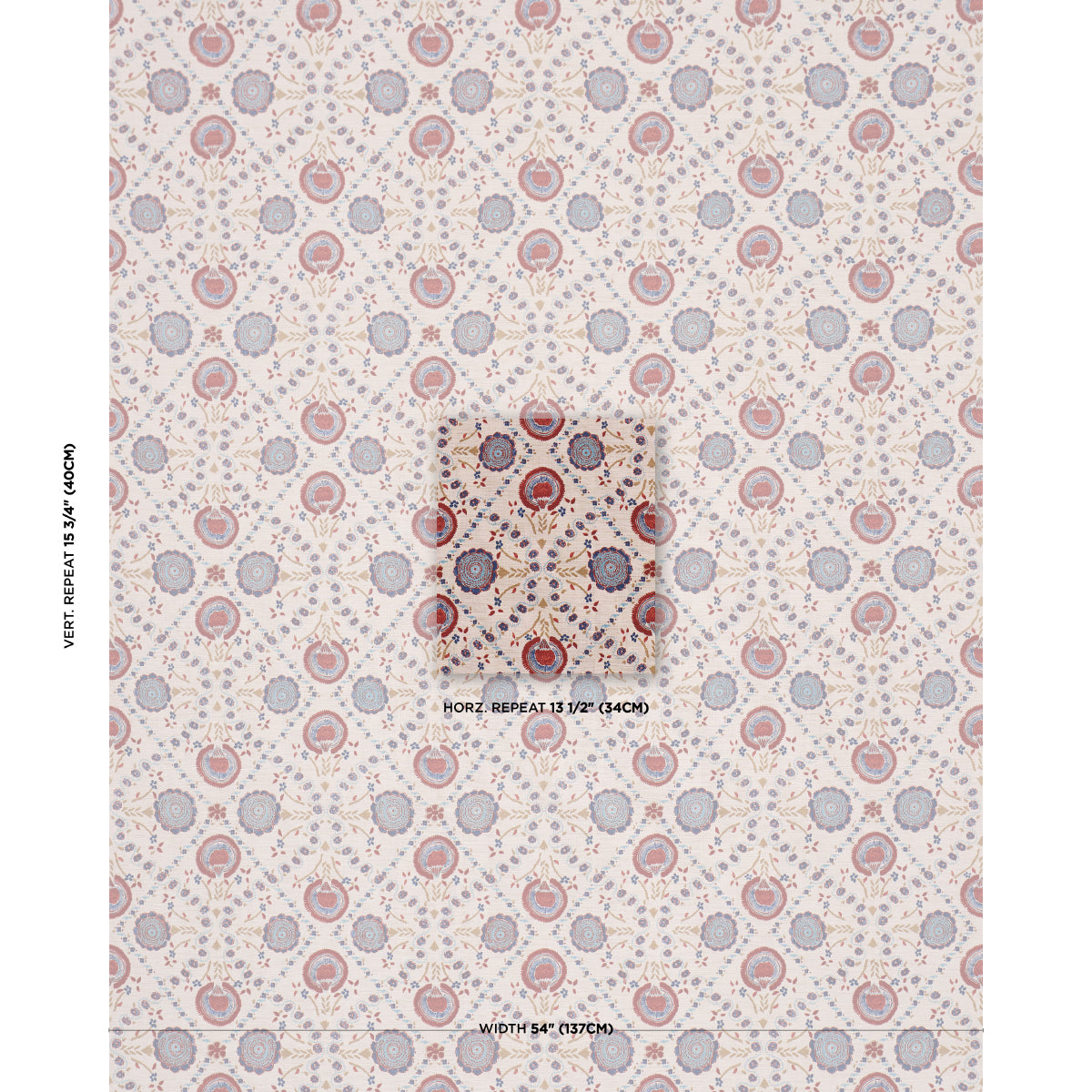 Purchase 183050 | Athena Hand-Screen Print, Red & Blue - Schumacher Fabric