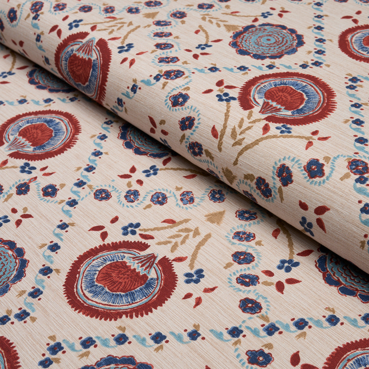 Purchase 183050 | Athena Hand-Screen Print, Red & Blue - Schumacher Fabric