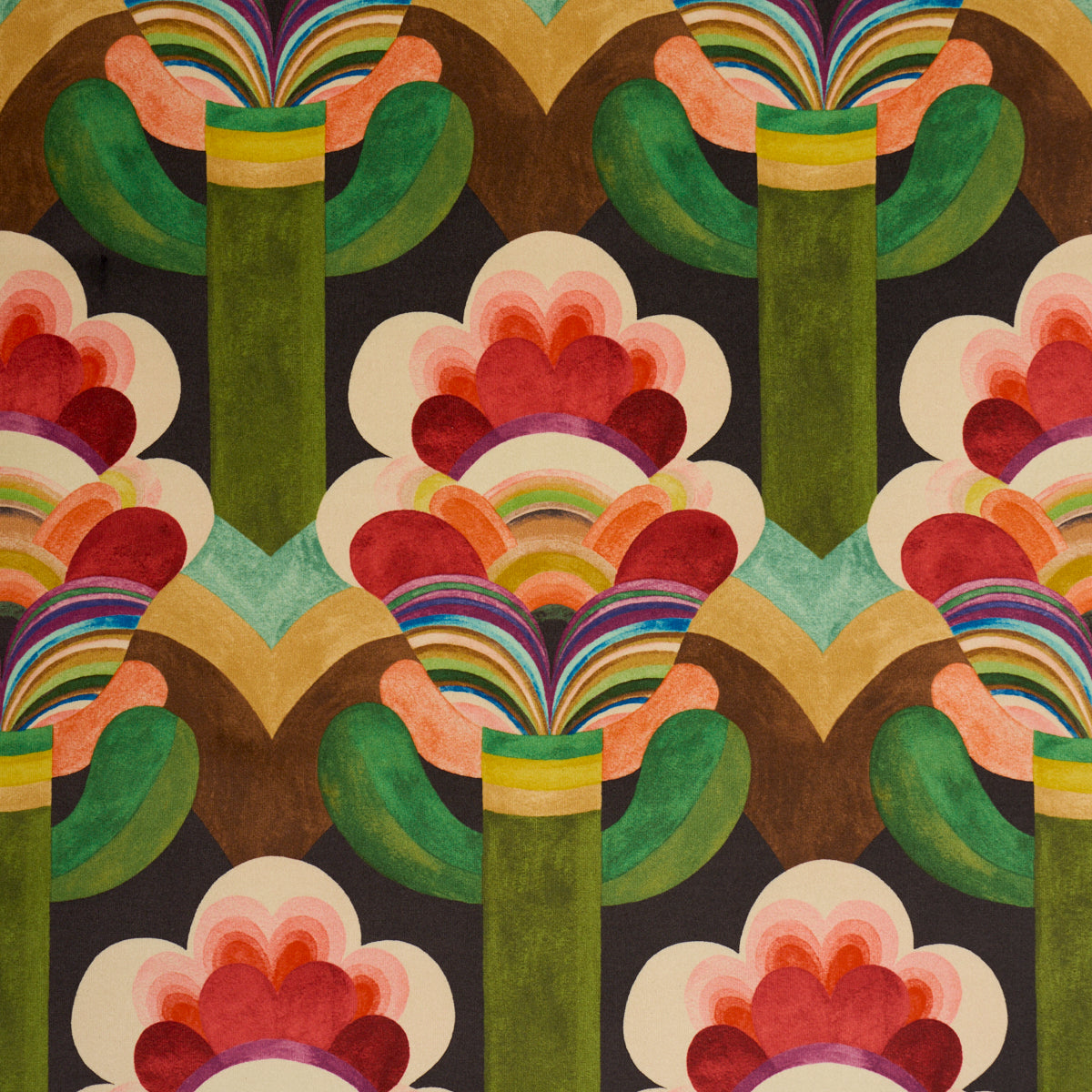 Purchase 183080 | Fleur Indienne Velvet, Cinnabar - Schumacher Fabric