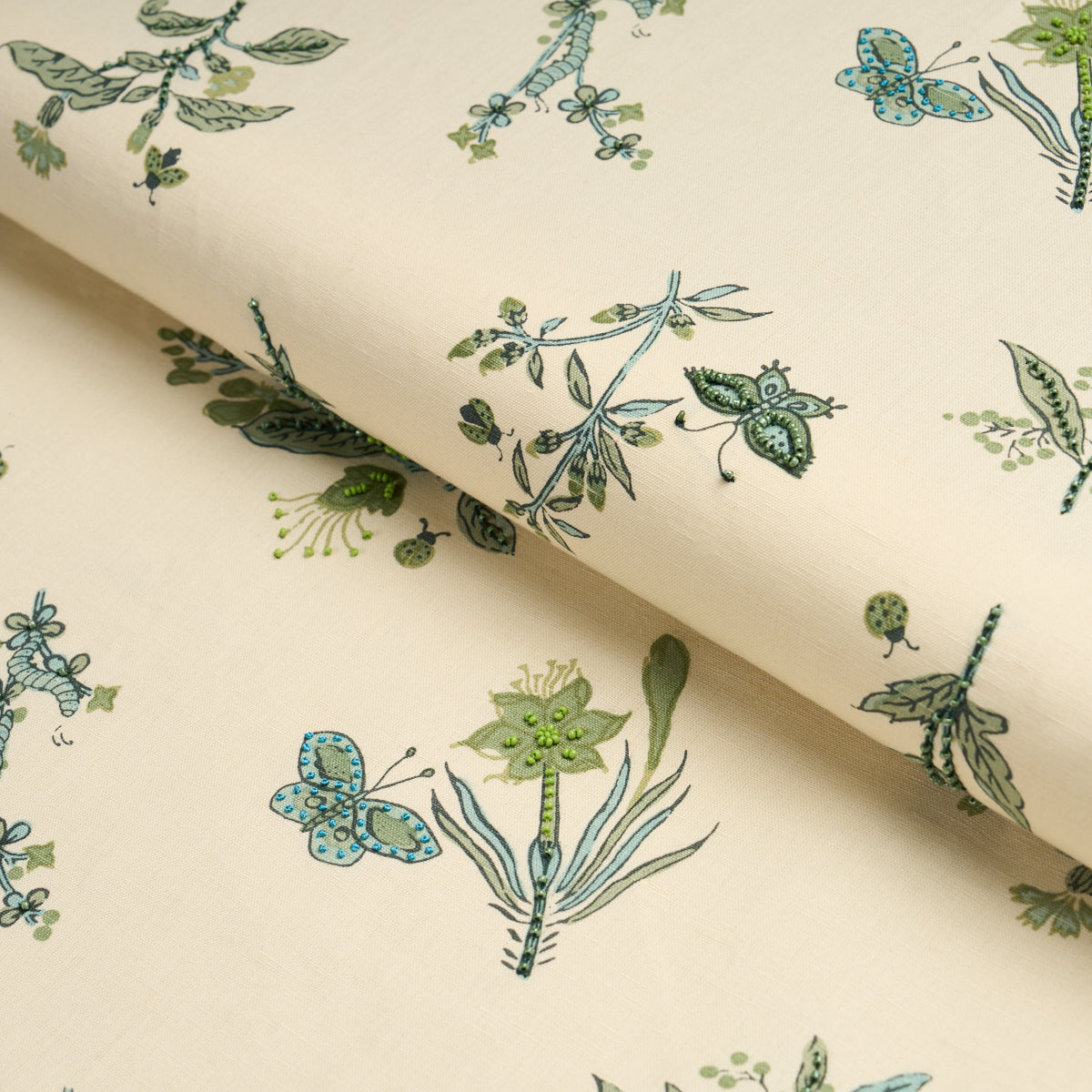 Purchase 183111 | Jeter Des Fleurs Beaded Print, Artichoke - Schumacher Fabric