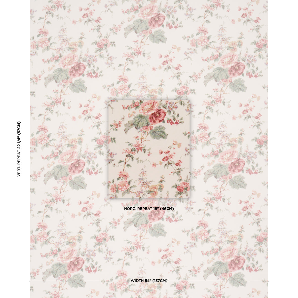 Purchase 183130 | Midsummer Hollyhock, Rose - Schumacher Fabric