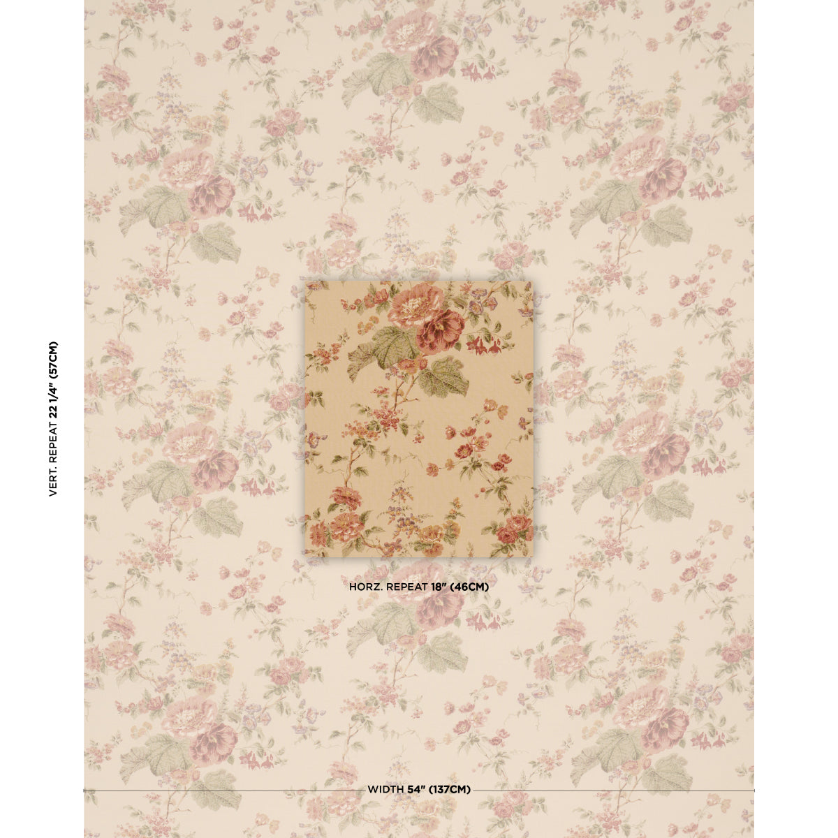 Purchase 183132 | Midsummer Hollyhock, Beige - Schumacher Fabric
