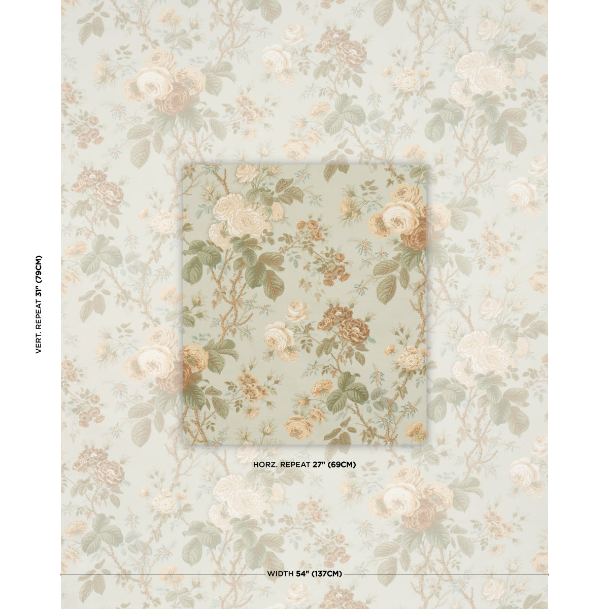 Purchase 183140 | She Walks In Beauty Chintz, Celadon - Schumacher Fabric