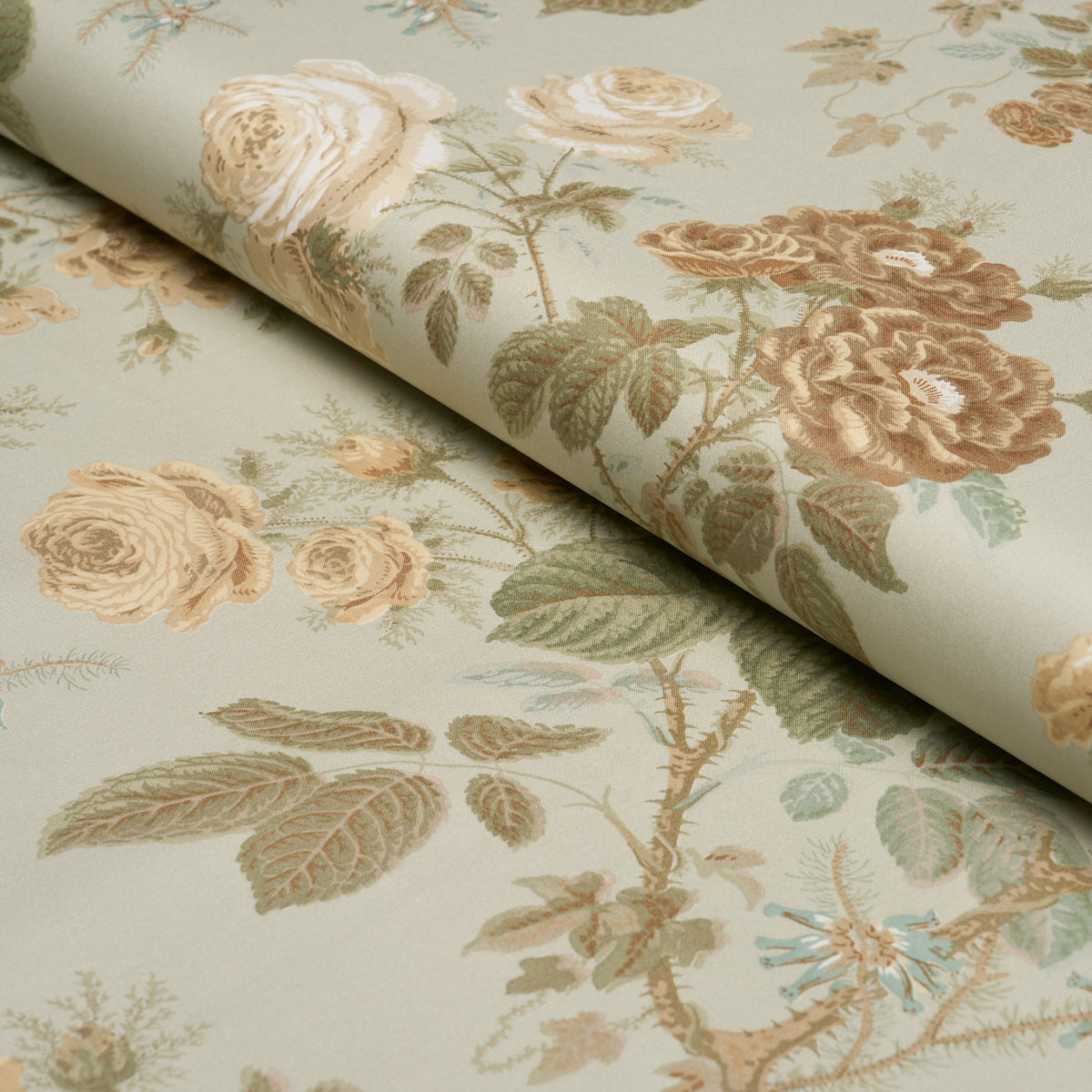Purchase 183140 | She Walks In Beauty Chintz, Celadon - Schumacher Fabric