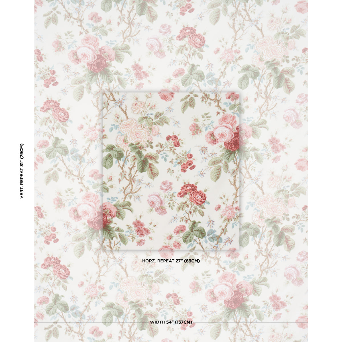 Purchase 183142 | She Walks In Beauty Chintz, Rose - Schumacher Fabric
