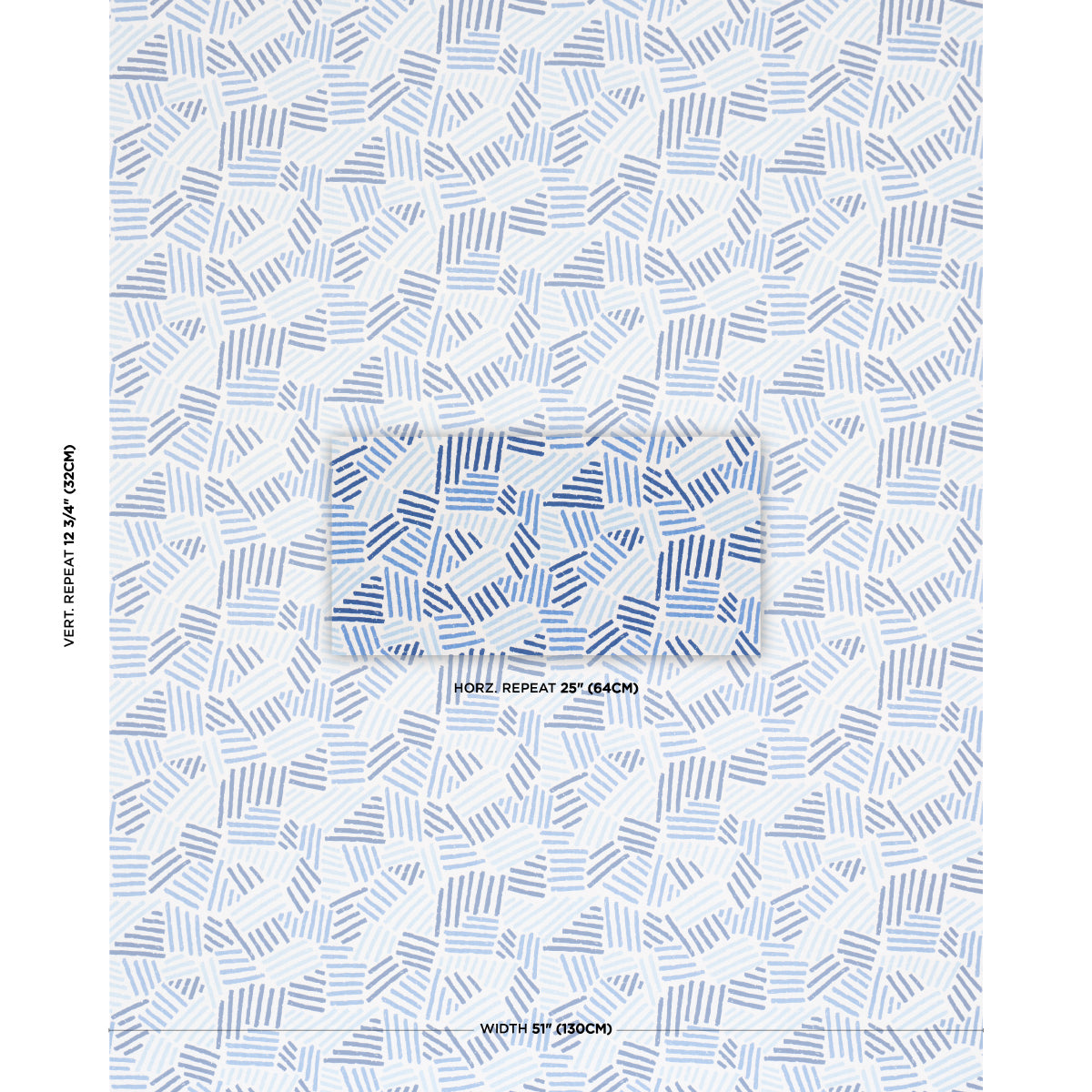 Purchase 183161 | Hatchmark Hand Print, Blues - Schumacher Fabric
