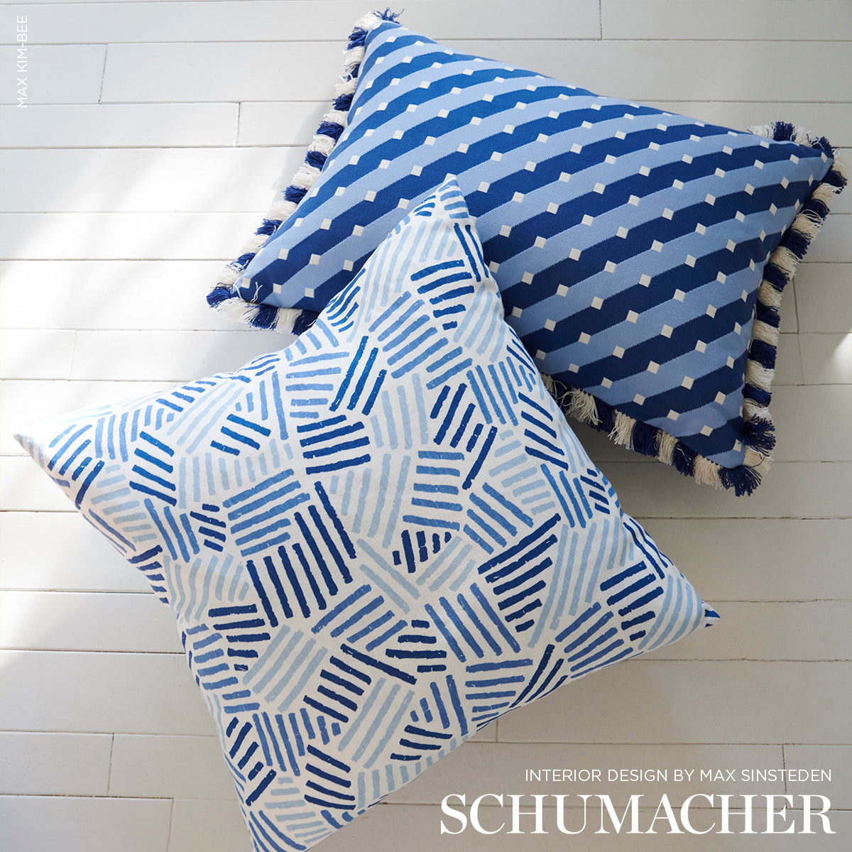 Purchase 183161 | Hatchmark Hand Print, Blues - Schumacher Fabric