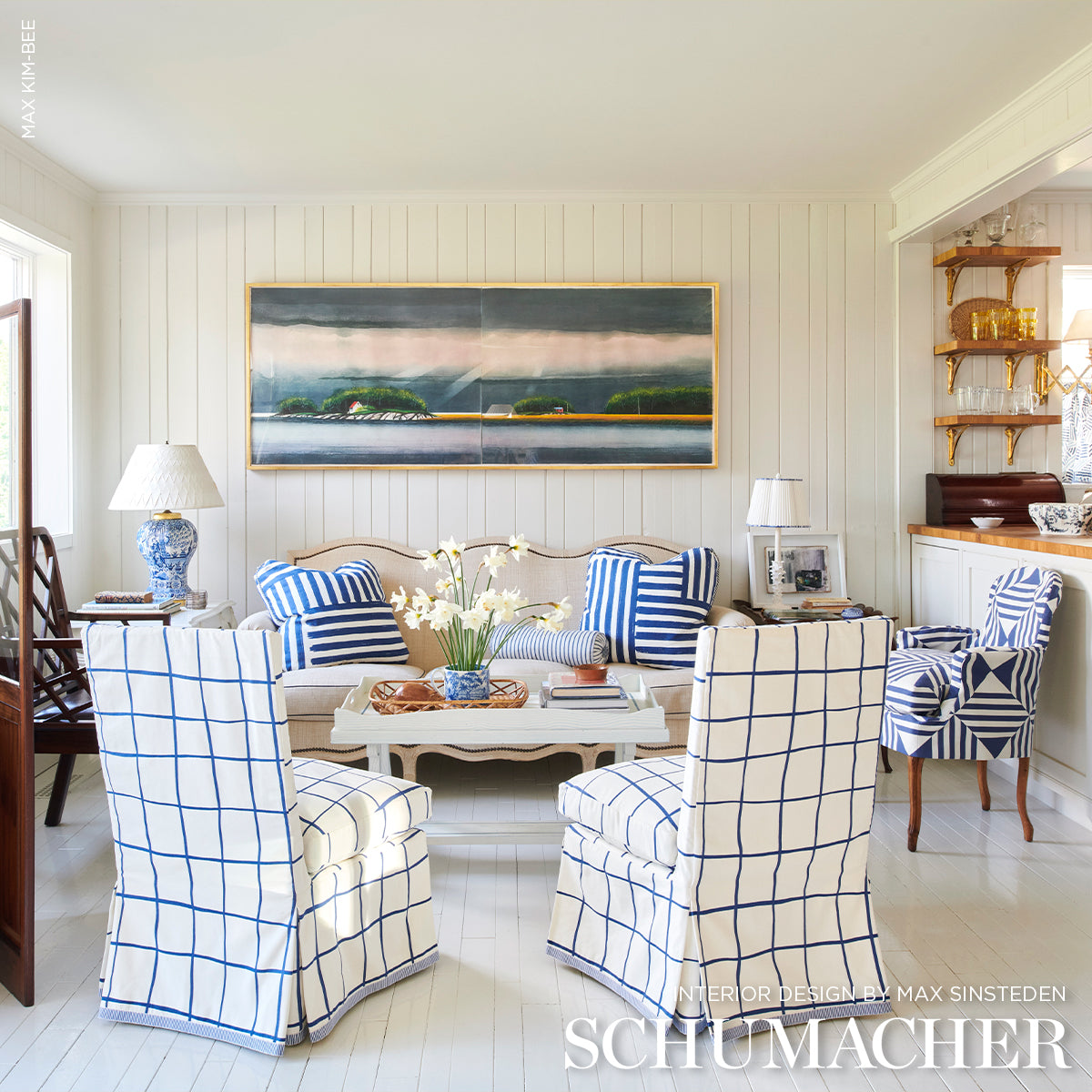Purchase 183171 | Parson'S Stripe Hand Print, Navy - Schumacher Fabric