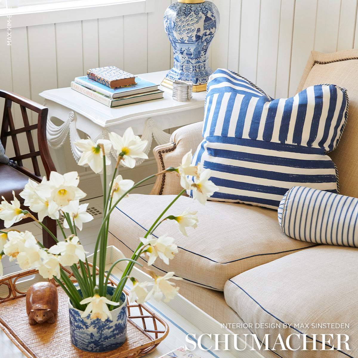 Purchase 183171 | Parson'S Stripe Hand Print, Navy - Schumacher Fabric