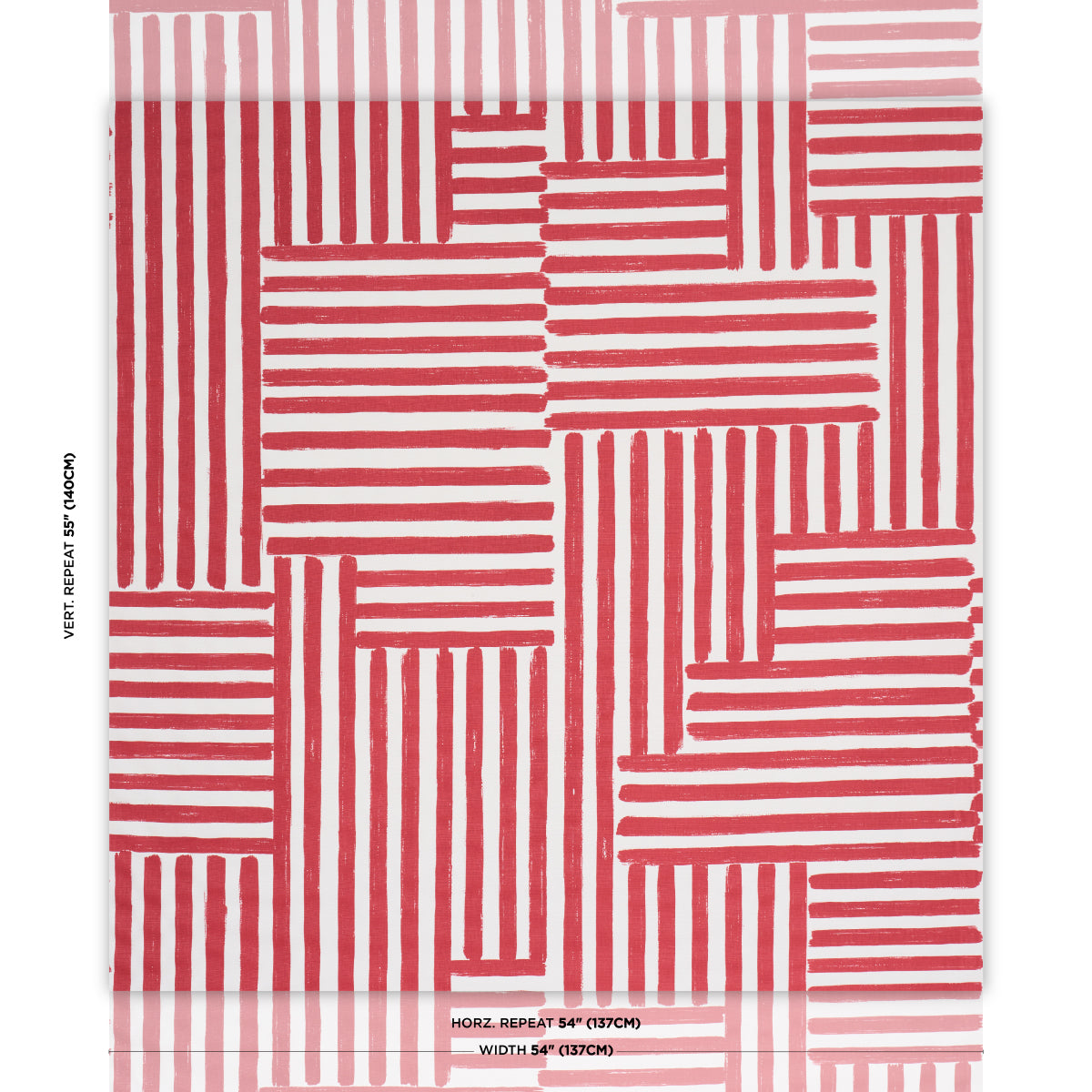 Purchase 183172 | Parson'S Stripe Hand Print, Red - Schumacher Fabric
