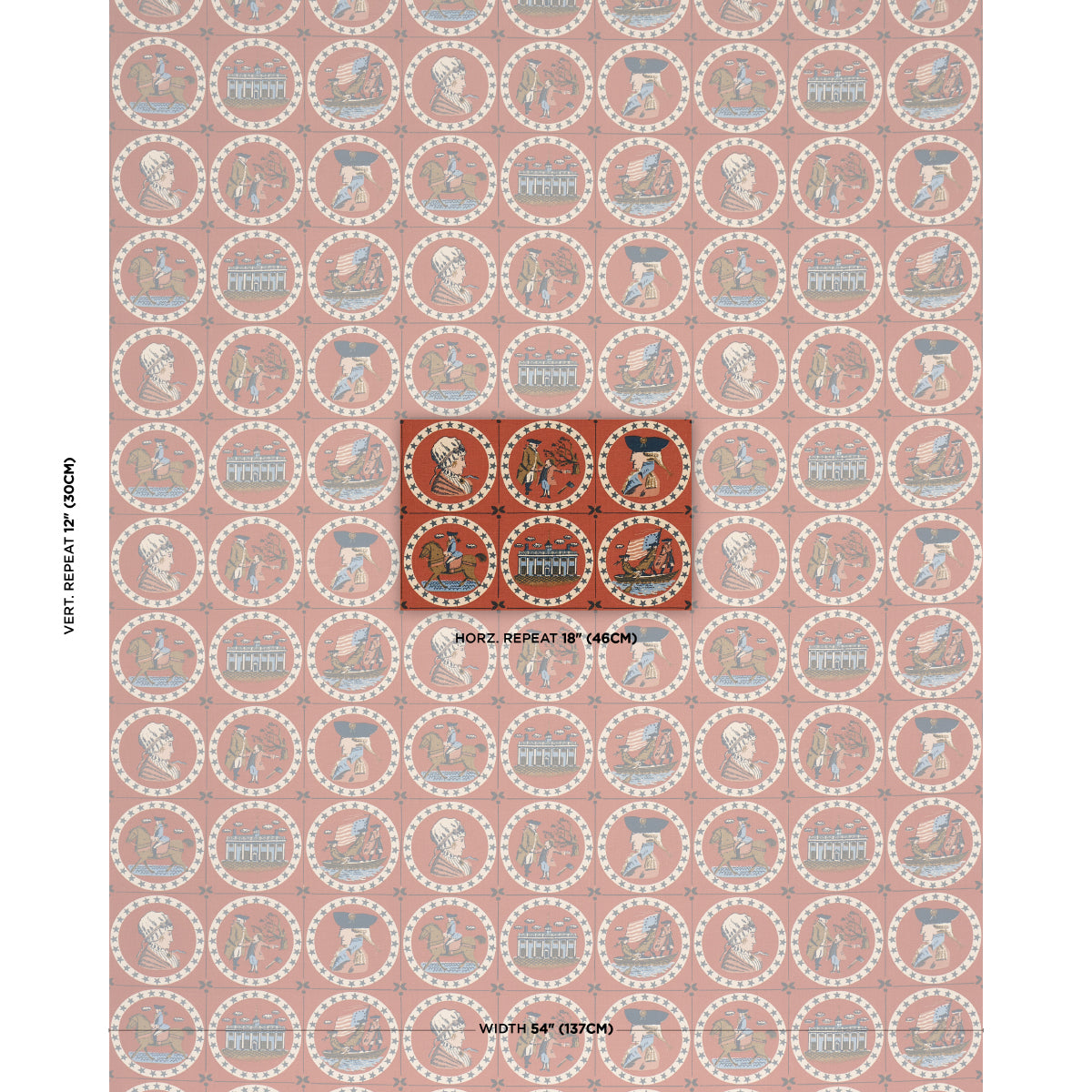 Purchase 183221 | George Washington, Red - Schumacher Fabric