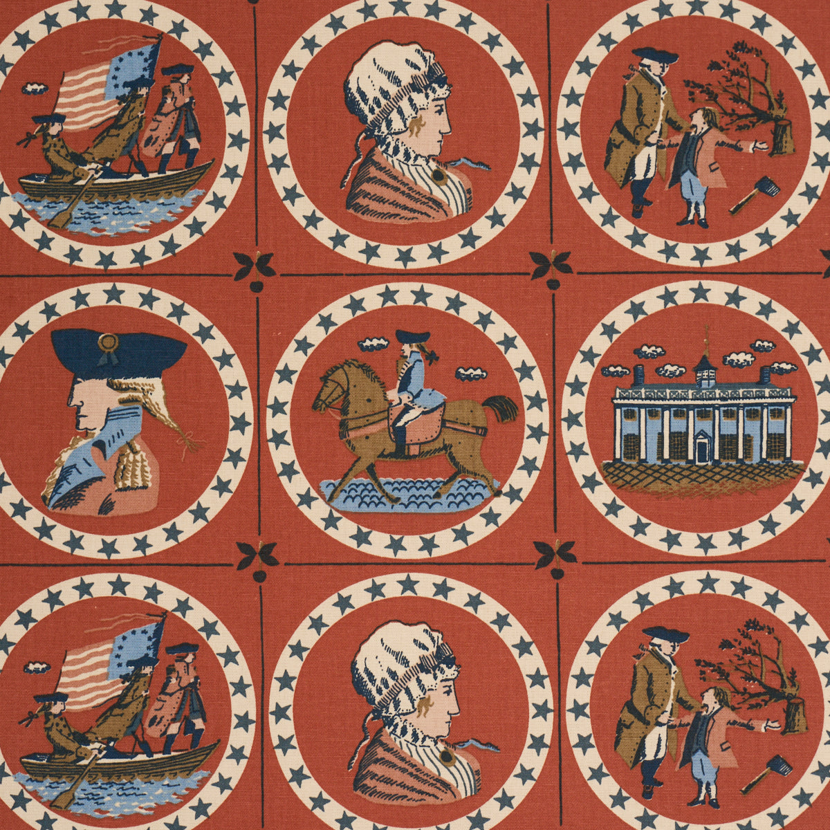 Purchase 183221 | George Washington, Red - Schumacher Fabric