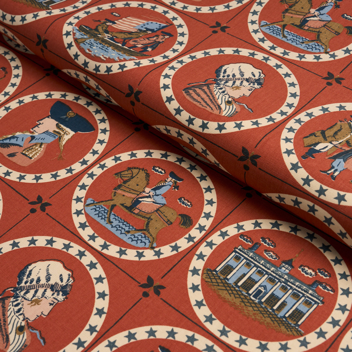 Purchase 183221 | George Washington, Red - Schumacher Fabric
