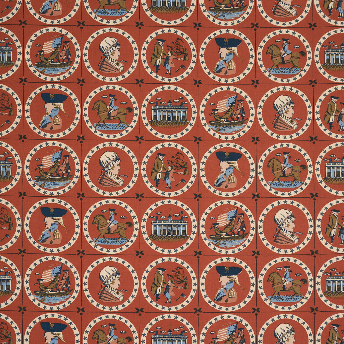 Purchase 183221 | George Washington, Red - Schumacher Fabric