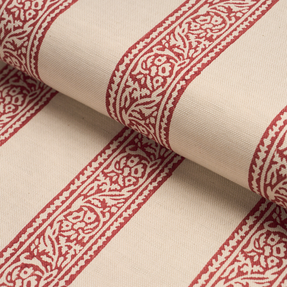 Purchase 183240 | Mahdavi Stripe Hand-Block Print, Red - Schumacher Fabric