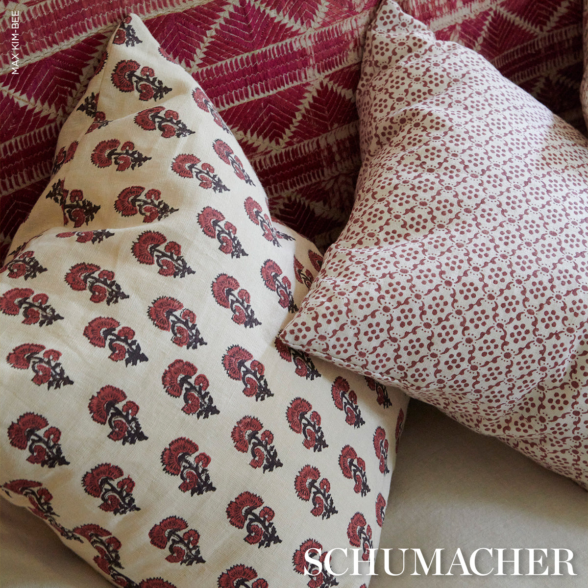 Purchase 183280 | Kaasni Hand-Block Print, Red - Schumacher Fabric