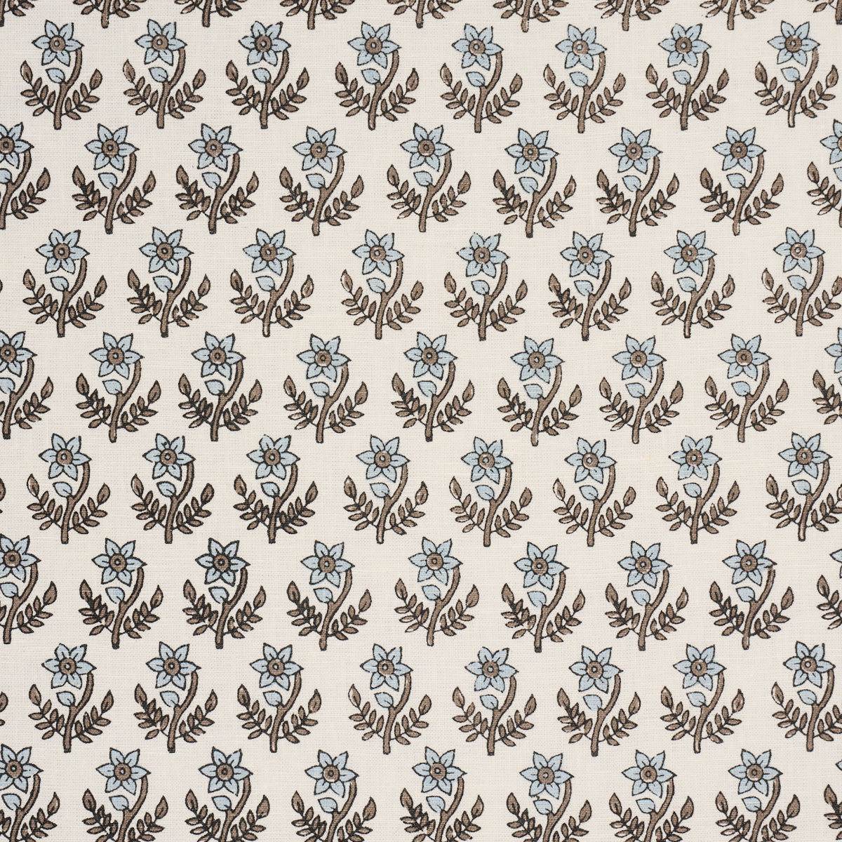 Purchase 183290 | Amisha Hand-Print, Blue & Brown - Schumacher Fabric