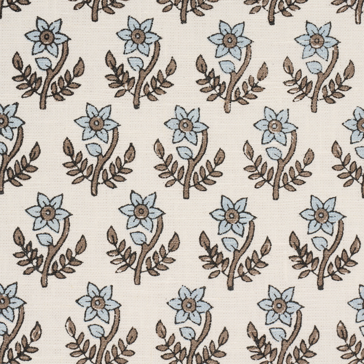 Purchase 183290 | Amisha Hand-Print, Blue & Brown - Schumacher Fabric