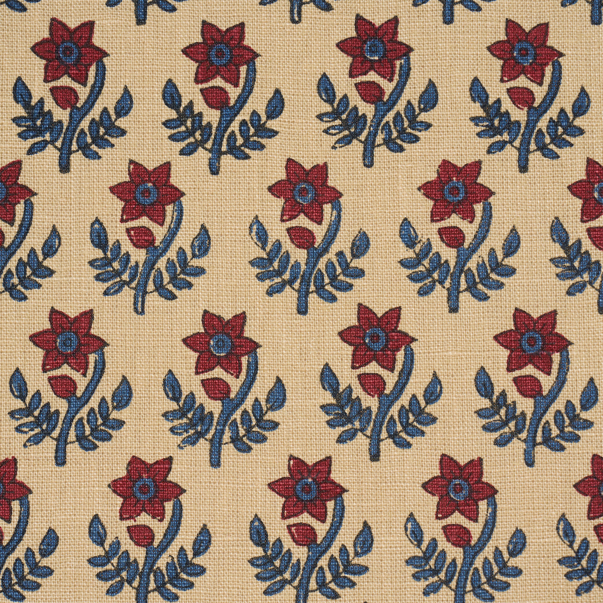 Purchase 183291 | Amisha Hand-Print, Red & Indigo - Schumacher Fabric