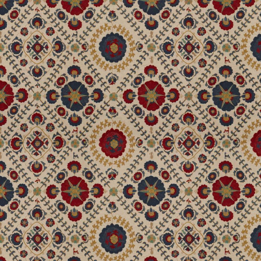 Sample 2012106.519 Indigo/Red Upholstery by Lee Jofa Fabric