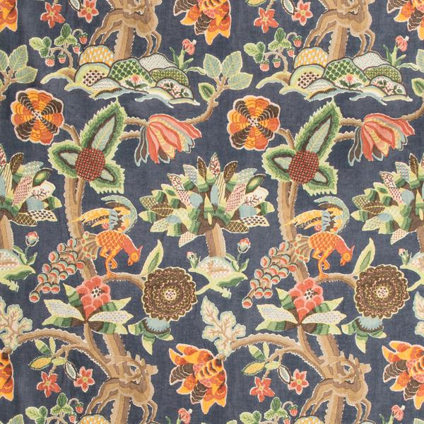 Sample 2017133.5.0 Leyland Print, Blue Multi Multipurpose Fabric by Lee Jofa