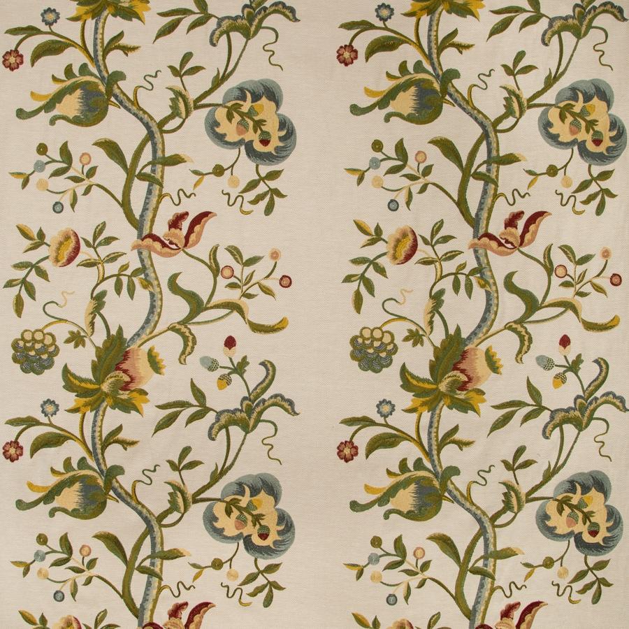 Sample 2019107.349.0 Dorton Embroidery Multi Color Botanical Lee Jofa Fabric