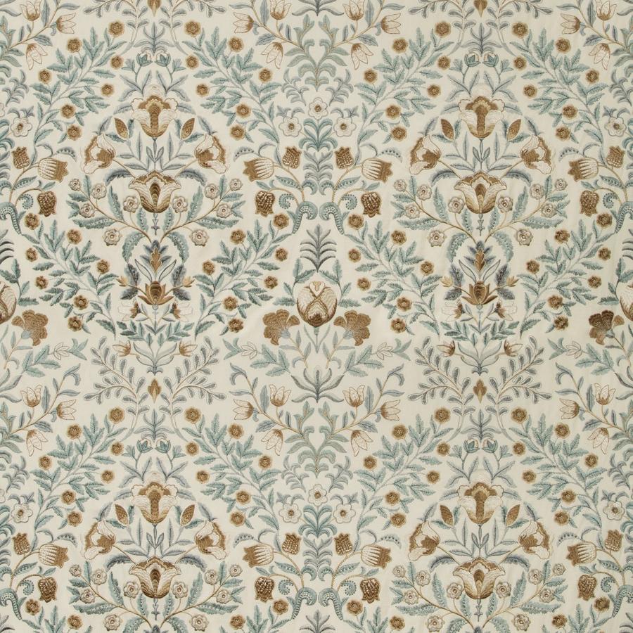 Sample 2019110.115.0 Luxford Embroidery Blue Botanical Lee Jofa Fabric