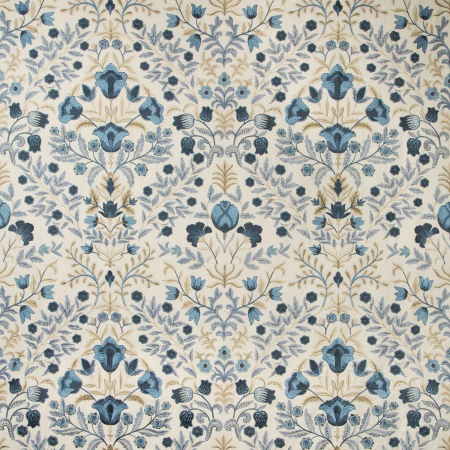Sample 2019110.155.0 Luxford Embroidery Blue Botanical Lee Jofa Fabric