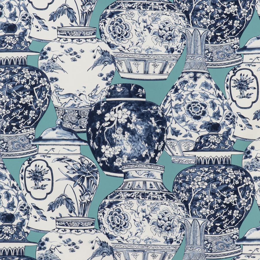 Sample 2020194.1350.0 Pandan Print, Aqua Blue by Lee Jofa Fabric