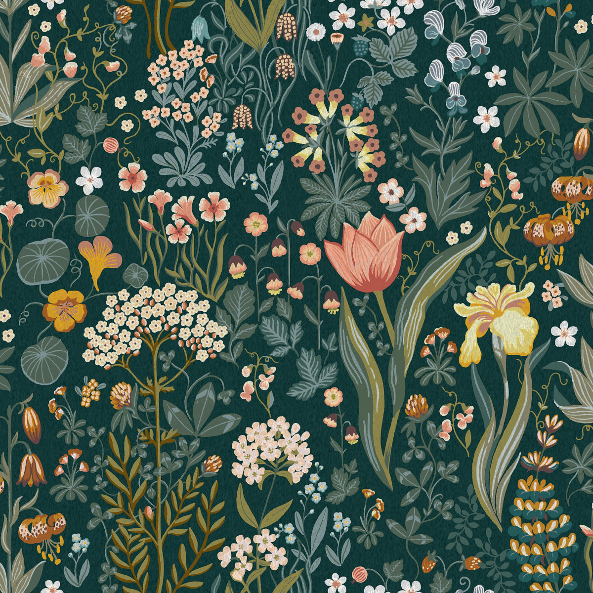 2055 | Blomsterhav, Spruce - Borastapeter Wallpaper