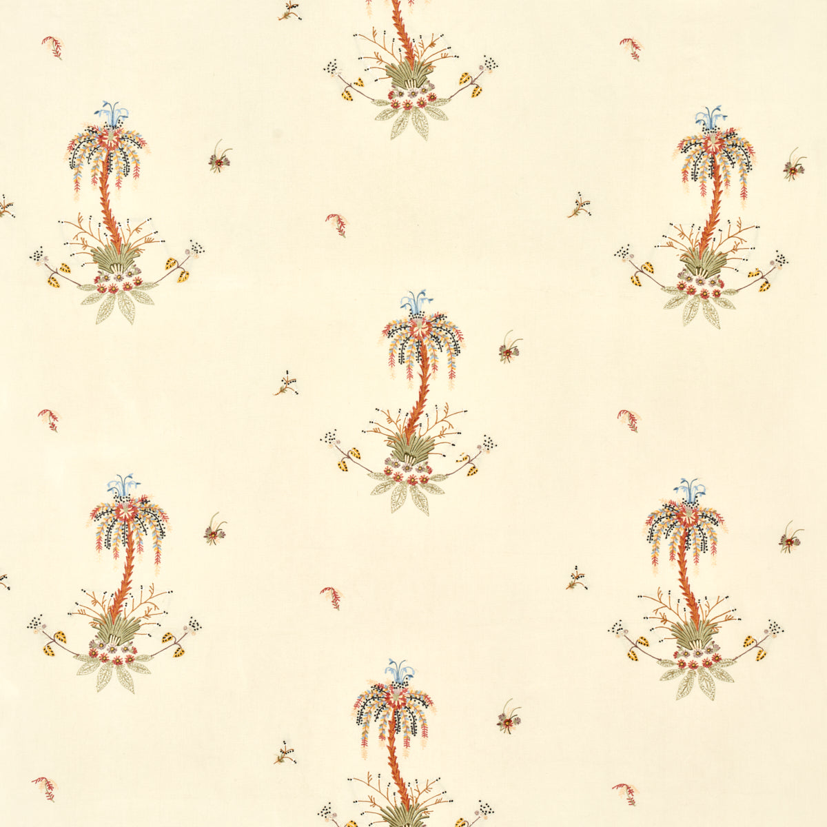 Shop 22140 Royal Poncianna Embroidery Multi On Creme by Schumacher Fabric
