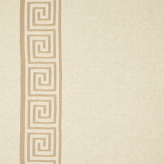 Find 25800 Greek Key Embroidery Pebble And Taupe by Schumacher Fabric