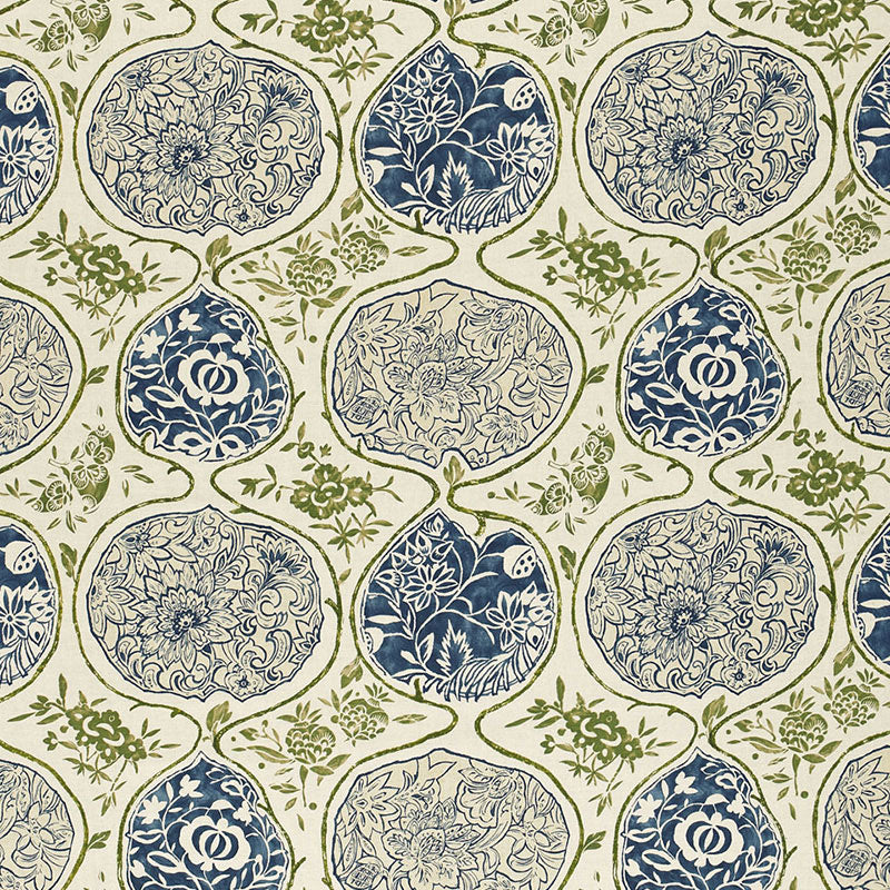 Purchase 2620932 Katsugi Indigo Green by Schumacher Fabric