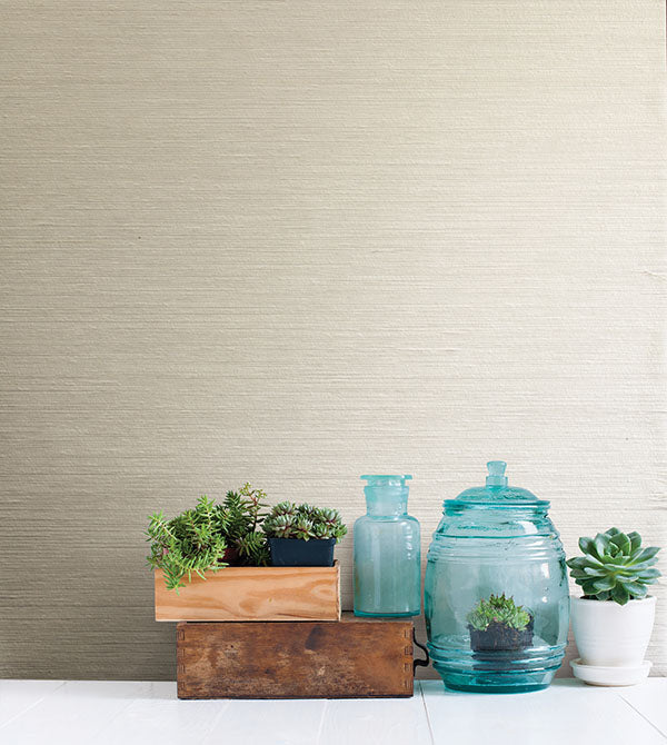 Purchase 2622-30221 Kenneth James Wallpaper, Jade, Kamila Cream Paper Weave - Aura1