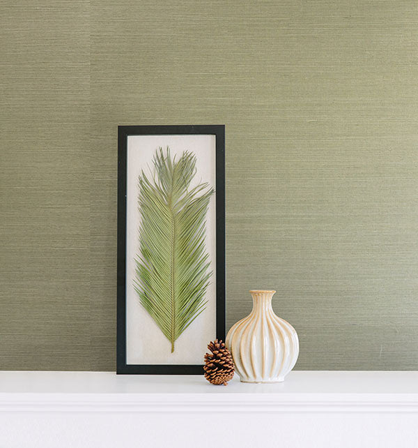 Purchase 2622-30227 Kenneth James Wallpaper, Jade, Barbora Light Green Grasscloth - Aura1