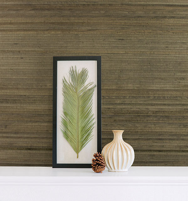 Purchase 2622-54730 Kenneth James Wallpaper, Jade, Lucie Charcoal Grasscloth - Aura1