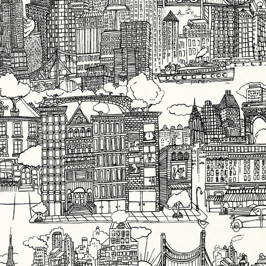 View 2643410 New York New York Black And White by Schumacher Fabric