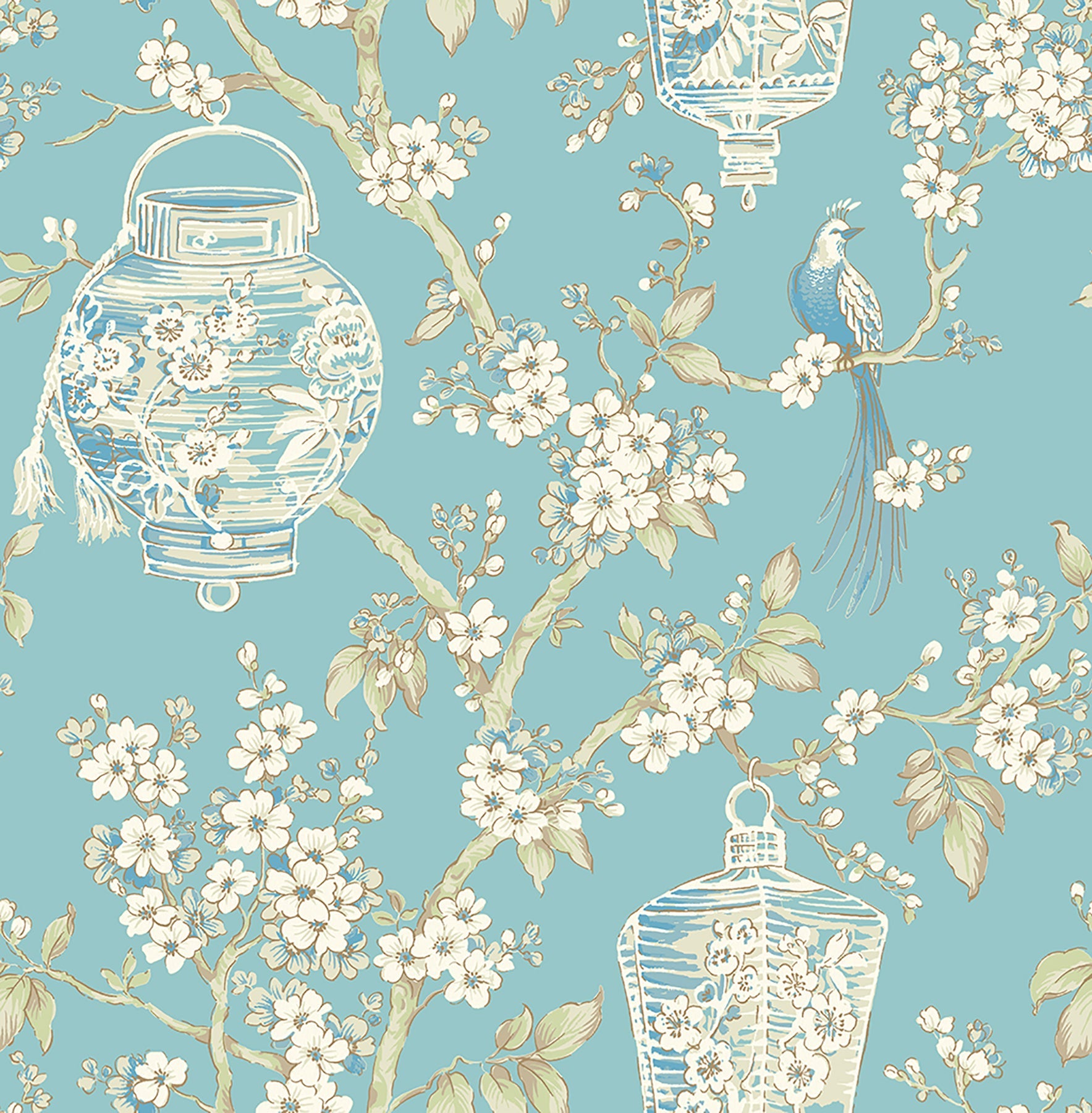 Purchase 2702-22759 Serenity Turquoise Lanterns by A-Street Prints Wallpaper