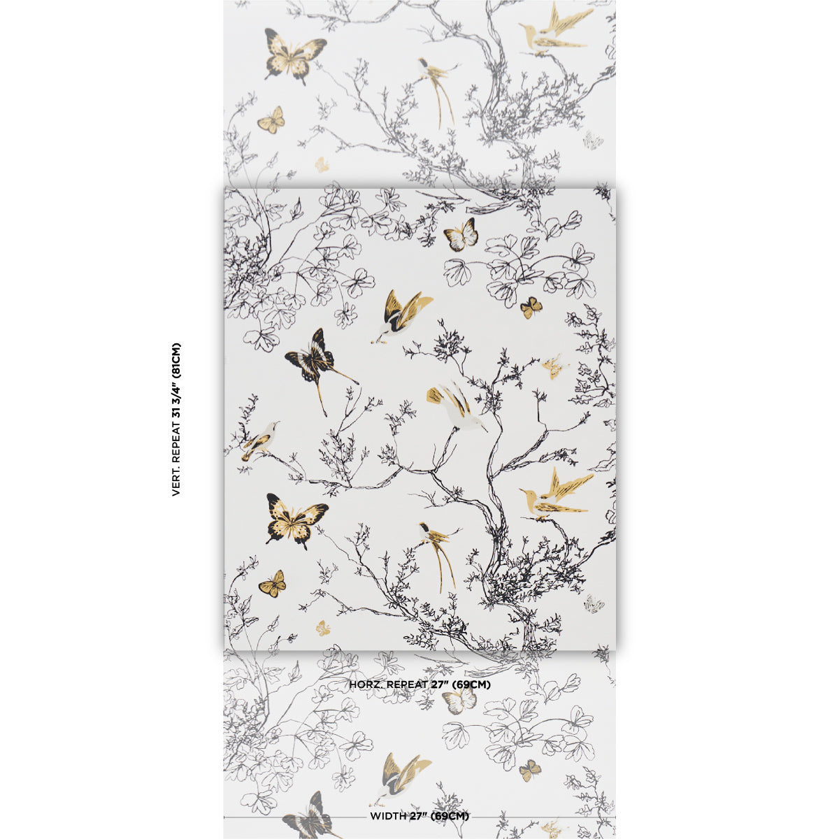 Purchase 2704424 | Birds & Butterflies, Neutral - Schumacher Wallpaper