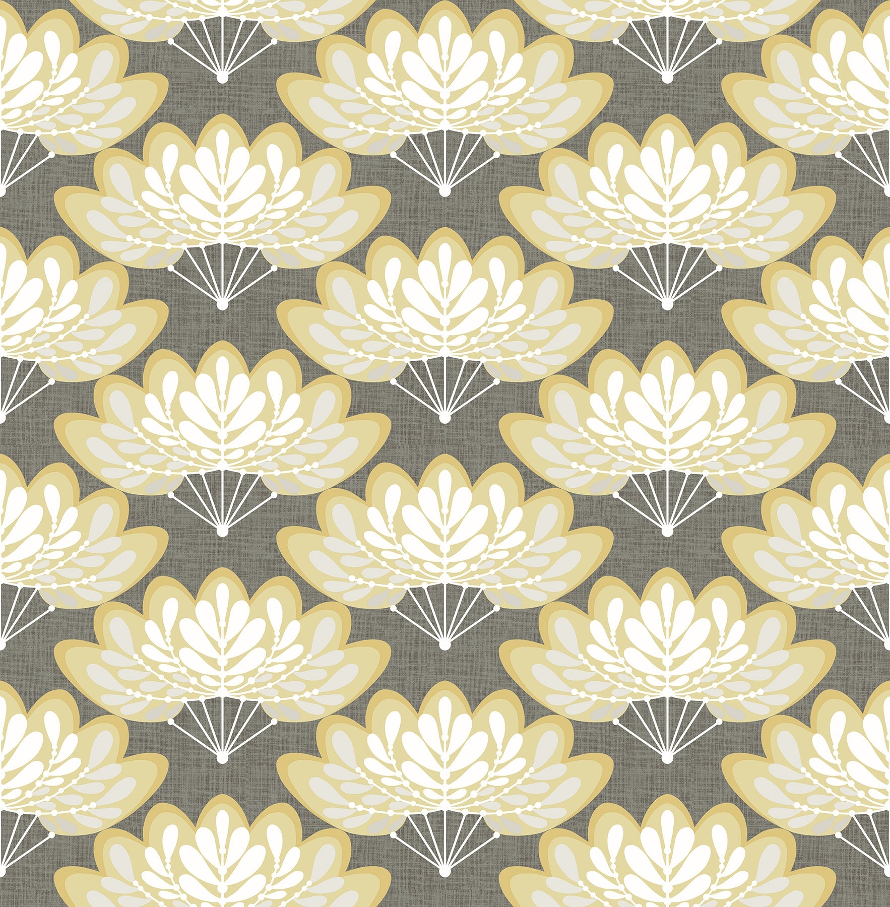 Purchase 2861-25754 Equinox, Lotus Mustard Floral Fans by A-Street Prints Wallpaper