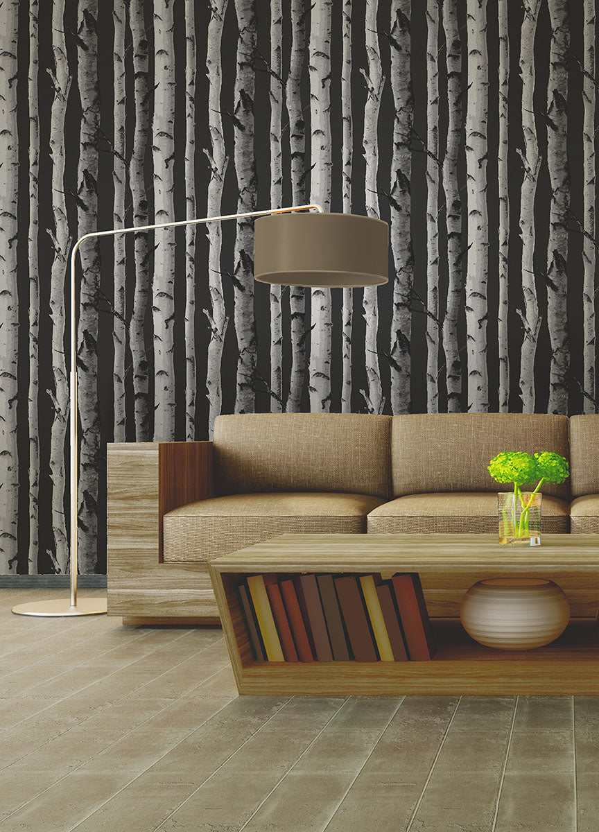 Purchase 2900-31052 Brewster Wallpaper, Distinctive Black Birch Tree - Medley1