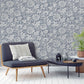 Purchase 2900-42532 Brewster Wallpaper, Zinnia Blue Floral - Medley1