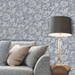 Purchase 2900-42532 Brewster Wallpaper, Zinnia Blue Floral - Medley12
