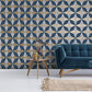 Purchase 2900-42548 Brewster Wallpaper, Newby Navy Geometric - Medley1