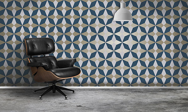 Purchase 2900-42548 Brewster Wallpaper, Newby Navy Geometric - Medley12