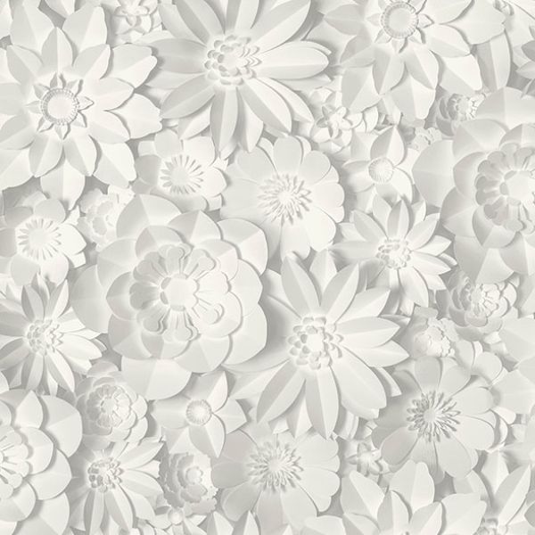 Purchase 2900-42554 Brewster Wallpaper, Dacre White Floral - Medley