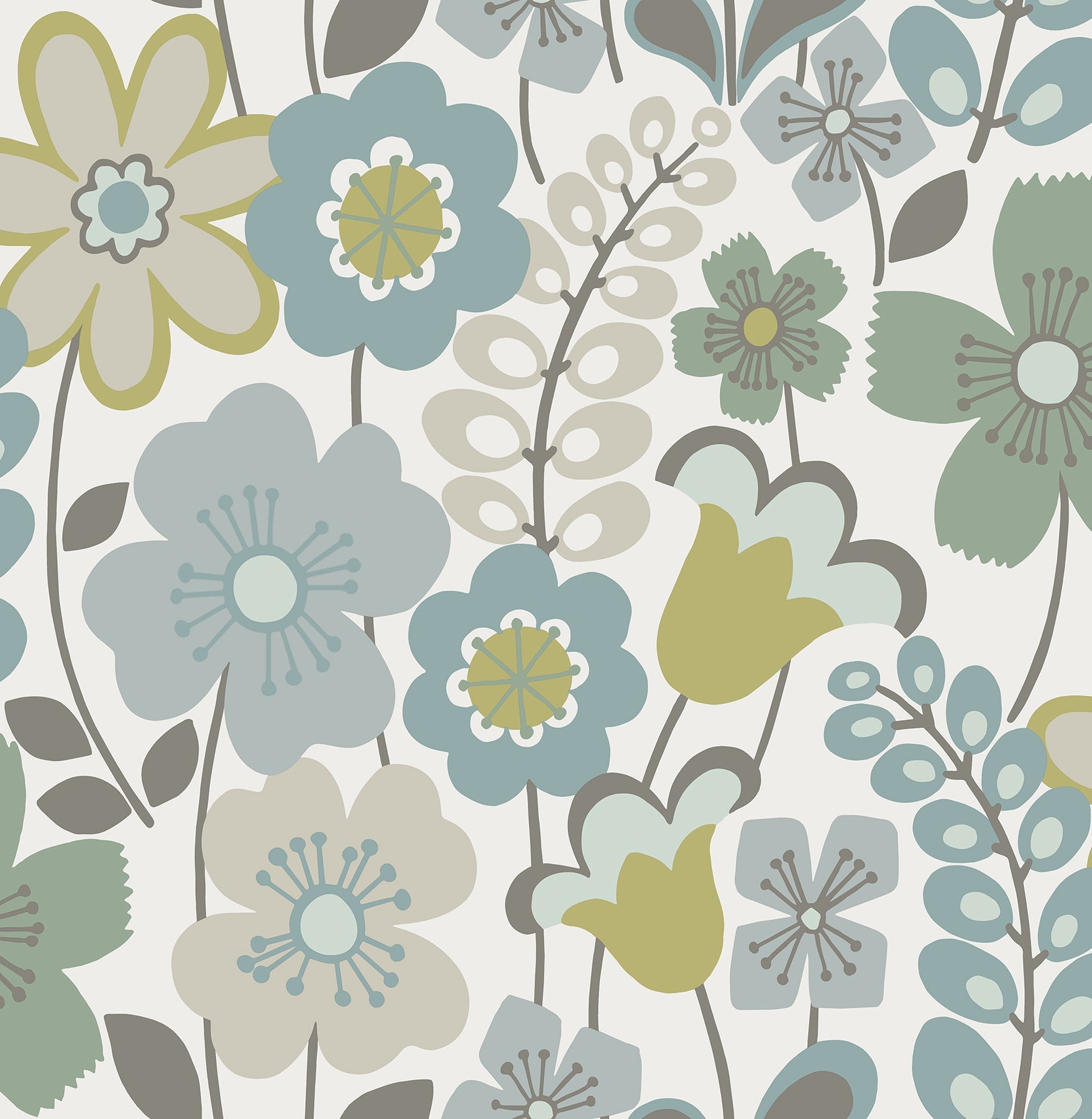 Purchase 2903-25827 Blue Bell, Piper Green Floral by A Street Prints Wallpaper