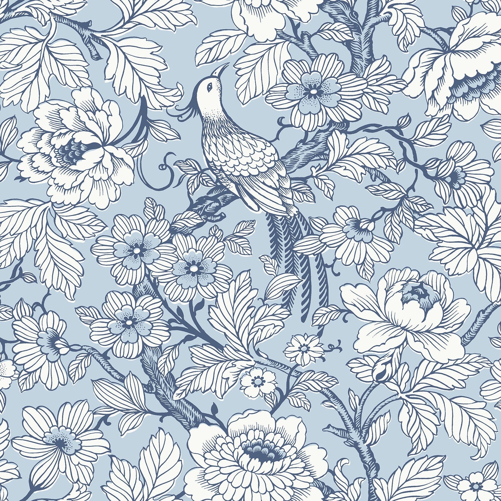 Purchase 2927-80402 Newport Beaufort Light Blue Peony Chinoiserie by A-Street Prints Wallpaper