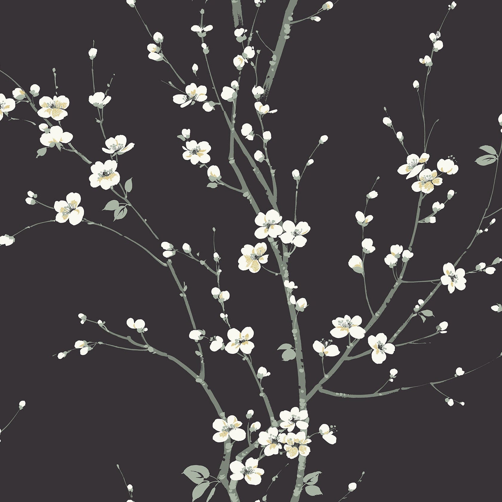 Purchase 2927-81800 Newport Monterey Black Floral Branch by A-Street Prints Wallpaper
